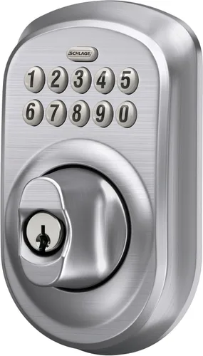 Miniatura 5 de Schlage - Cerrojo de seguridad Plymouth BE365 PLY 626 con teclado, cerradura de entrada electrónica sin llave, cromo satinado