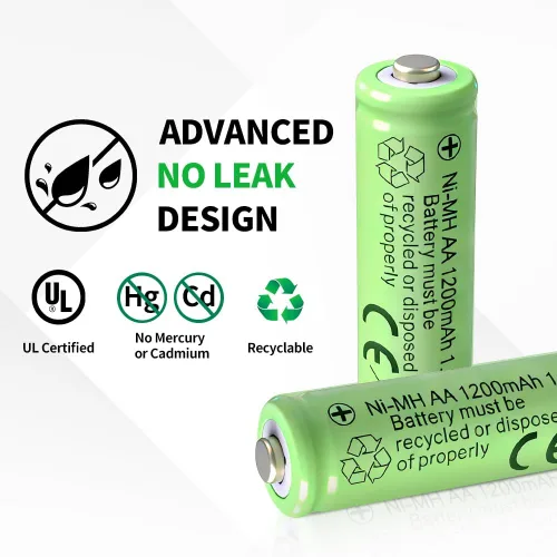 Miniatura 4 de Baterías AA recargables de 1.2 V Ni-MH 1200 mAh doble A batería para luces solares de jardín al aire libre (8, miliamperios horas, 1200)
