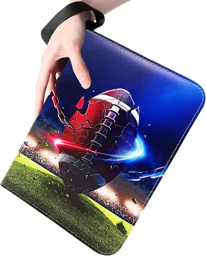 Miniatura 7 de Carpeta de tarjetas de fútbol para 900 tarjetas, 9 bolsillos, colecciones de tarjetas, 50 páginas, soporte de tarjetas de doble cara con cremallera