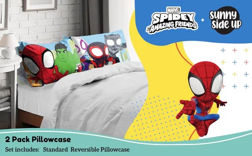 Miniatura 2 de Sunny Side Up Marvel Spidey & His Amazing Friends - Juego de 2 fundas de almohada reversibles, fundas de almohada de doble cara con Spiderman, araña