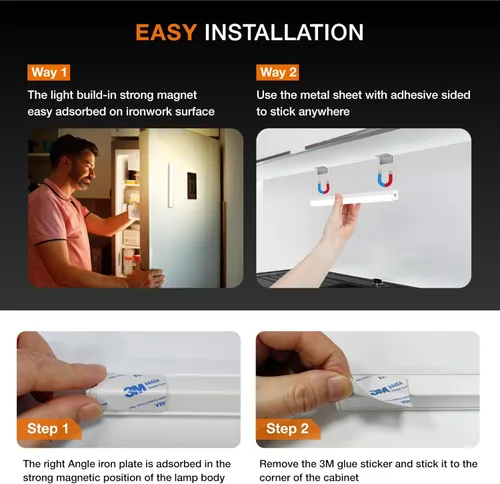 Miniatura 6 de Luces debajo del gabinete con control remoto, luces de clóset magnéticas y regulables, luz de tienda LED inalámbrica recargable por USB, luces