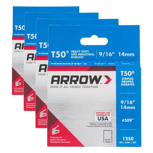 Miniatura 19 de Arrow 508 Heavy Duty T50 Longitud de pierna de 1/2 pulgada, corona de 3/8 pulgadas, grapas para tapicería, construcción, muebles, manualidades, 1250