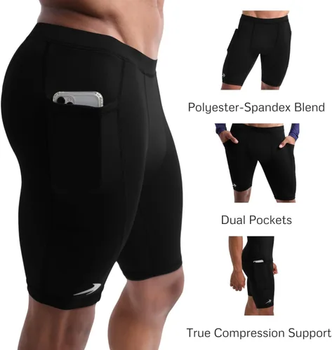 Miniatura 4 de CompressionZ Men's Compression Shorts with Pockets - Performance Sport Spandex Compression Underwear 8