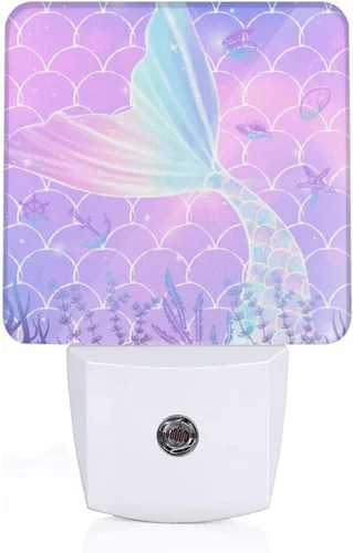 Miniatura 7 de Luz nocturna LED de 2 piezas, luz nocturna de sirena, linda lámpara enchufable, luces nocturnas LED con sensor de atardecer a amanecer, lámpara