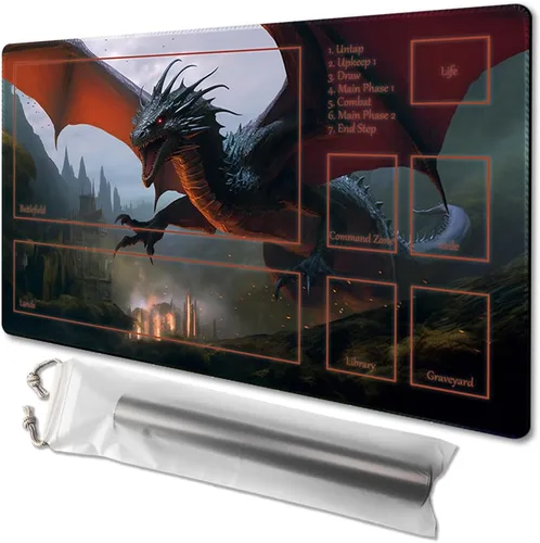 Miniatura 7 de MTG - Tapete de juego tamaño 24 x 14 pulgadas, bolsas de almacenamiento antideslizantes, ideal para entusiastas de los juegos de cartas, alfombrilla