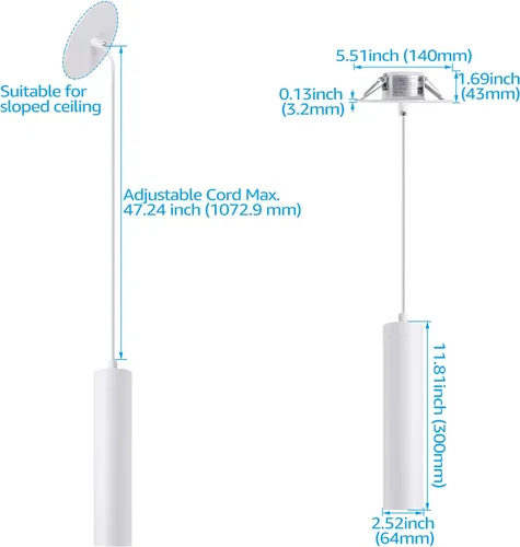 Miniatura 7 de LEONLITE Luces colgantes LED con clase, estilo minimalista moderno, caja J integrada para repuesto de luz de techo empotrada, ajuste de agujero