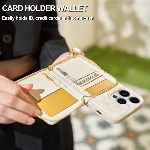 Miniatura 4 de LAMEEKU Diseñada para iPhone 14 Pro Max, funda RFID a prueba de golpes con cadena cruzada para mujer, compatible con iPhone 14 Pro Max, 6.7 Negro
