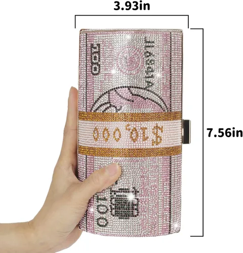 Miniatura 4 de Bolso de mano de diamantes de imitación para mujer, bolso de noche de cristal, bolso de dinero con diamantes brillantes para bodas y fiestas