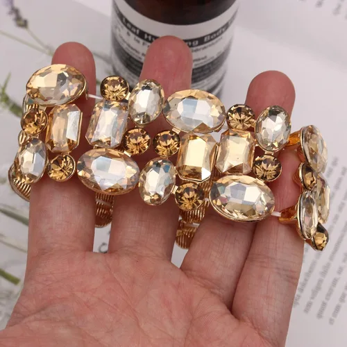 Miniatura 4 de Pulsera elástica elástica para mujer, diseño de hojas de cristal, para novia, dama de honor, para novias y damas de honor