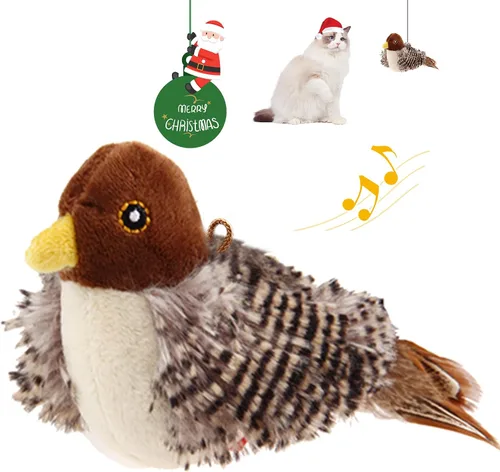 PETGEEK Gigwi - Juguete de pájaro simulado para gatos, pájaro falso para gatos de interior, juguetes para gatos de interior, juguetes de melodía