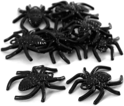10 colgantes grandes de 1/8 de pulgada (1.142 in) de metal negro espeluznante araña de Halloween con anillo de agujero de 0.063 in para colgar, Metal