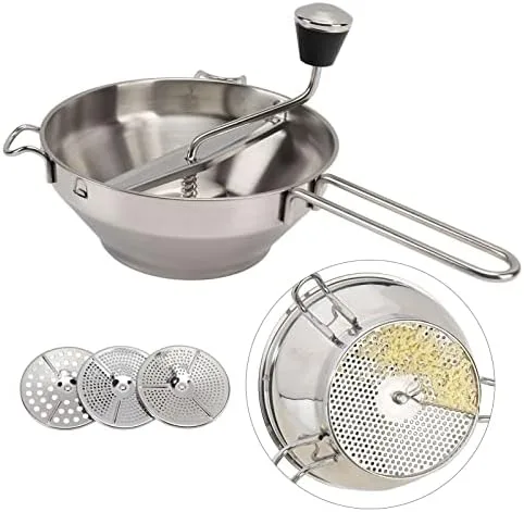Miniatura 4 de Molino manual de alimentos, molino ergonómico de acero inoxidable, mango de fresado de acero inoxidable, molino de alimentos giratorio para salsa