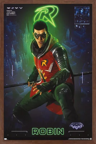 Miniatura 15 de Trends International DC Comics Gotham Knights - Póster de pared de Robin, 14.725 x 22.375 pulgadas, versión enmarcada de madera de granero