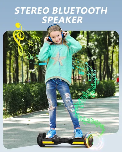 Miniatura 5 de Gyroor Scooter de equilibrio automático G13 todo terreno con luces LED, autoequilibrio todoterreno con Bluetooth para niños de 6 a 12 años y Negro