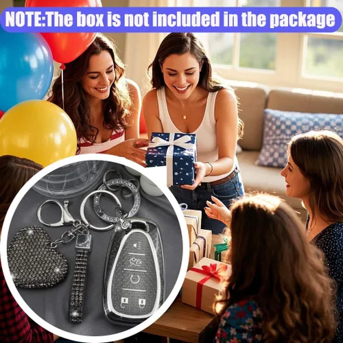 Miniatura 6 de Funda para Llavero con Llavero de Diamante para Mujeres Portallaves de Coche Compatible con Chevrolet Equinox Malibu Cruze Traverse Camaro Trax