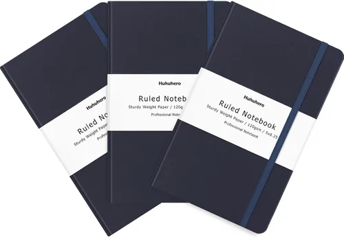 Miniatura 11 de Huhuhero Cuaderno Diario, Diario de Líneas Rayadas, Tapa Dura Papel Premium Grueso de 120gsm con Cuaderno de Cuero Sintético para Escribir