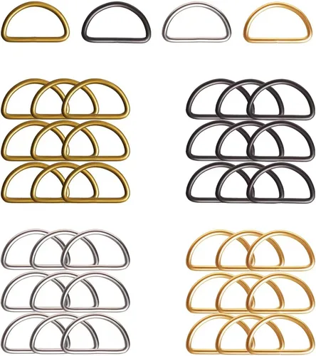Miniatura 27 de 20 piezas de anillos en D de 1" (25mm) soldados de metal fuerte bronce semi-circular para collares de mascotas, hardware, bolsas, anillo de hebilla