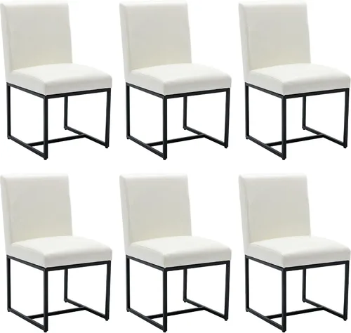 Miniatura 31 de BESTANO Sillas De Comedor - Juego de 2 sillas de comedor modernas negras tapizadas de piel sintética para cocina y comedor con marco de metal negro