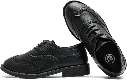 Miniatura 5 de DADAWEN Zapatos Oxford clásicos de cuero con cordones para niño, zapatos Oxford cómodos para uniforme escolar, boda, iglesia, zapatos de vestir