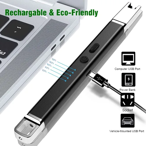 Miniatura 6 de Jaerdhs Encendedor de velas sin llama, encendedor eléctrico USB recargable, encendedor largo ARC para vela, encendedor resistente al viento, regalo