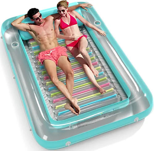Miniatura 24 de Jasonwell Flotador de piscina inflable 4 en 1 para bronceado - Flotador de balsa para tomar el sol, juguetes, colchoneta para cama de bronceado Base