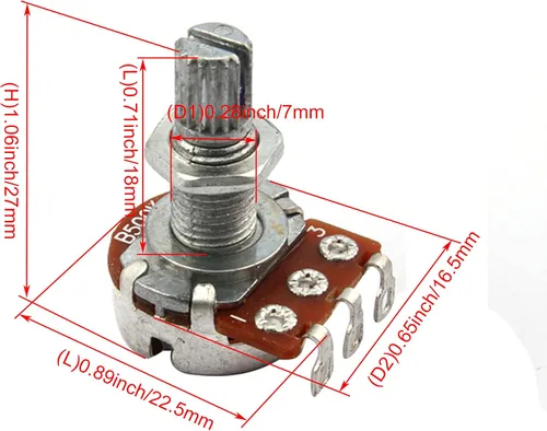 Miniatura 7 de Potenciómetro de guitarra B500K Push/Pull Audio Taper Short (3/8 "buje de 3/8") Potenciómetro de eje dividido Push-Pull Pot para guitarra eléctrica