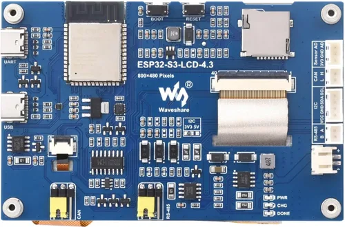 Miniatura 7 de waveshare Pantalla táctil capacitiva de 4.3 pulgadas basada en placa de desarrollo de microcontrolador ESP32-S3 con WiFi de 2.4 GHz y soporte BLE 5
