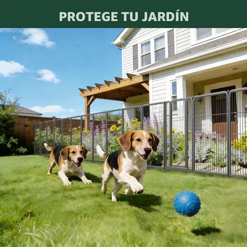 Miniatura 3 de FXW Valla de Jardín Exterior para el Patio – 32 pulg. (A) x 36.4 pies (L) Barrera de Metal Resistente para Animales para Perros y Conejos, Valla