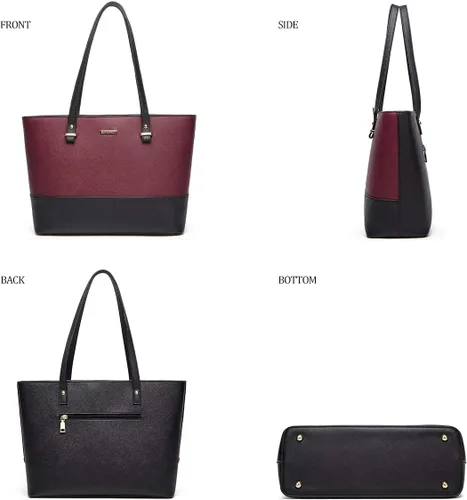 Miniatura 97 de Juego de 4 bolsas modernos para mujer de cuero sintético: bolso tote, bolso de hombro, bolso de mano y cartera.
