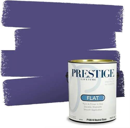 Miniatura 50 de PRESTIGE Pinturas de pintura interior e imprimación en uno, 1 galón, plano, combinación comparable de Sherwin Williams* Kimono Violet*