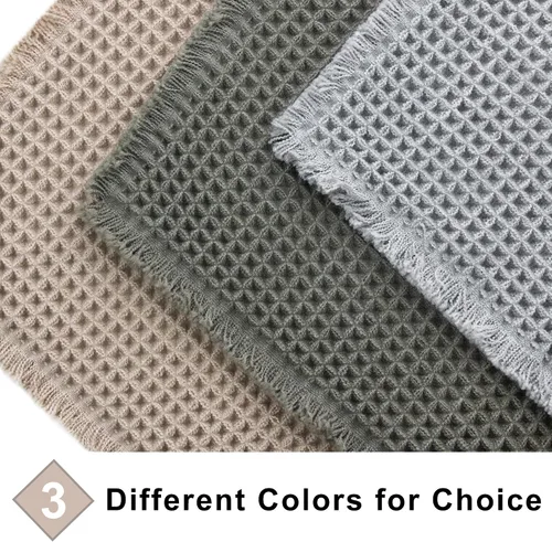 Miniatura 6 de Alfombras de baño de punto gofre, estilo bohemio, súper absorbente, antideslizante, lavable, ultra suave, con parte trasera de goma, tapetes de baño
