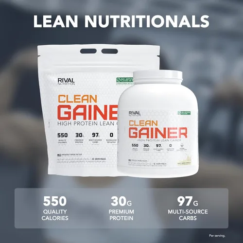 Miniatura 3 de RIVAL NUTRITION Clean Gainer Soft Serve Vanilla High Protein Lean Gainer Powder I 5 libras, 16 porciones I 550 calorías, 1.06 oz de proteína, 3.42