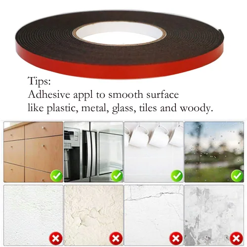 Miniatura 5 de ZALUJMUS Cinta de doble cara, 2 paquetes de cinta de montaje resistente, cinta de espuma impermeable, 32 pies de largo, 0.4 pulgadas de ancho