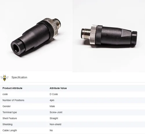 Miniatura 2 de Elecbee Conector de cable M12 Circular Impermeable Enchufe de Aviación Terminación de Tornillo Instalable en Campo Desapantallamiento Recto