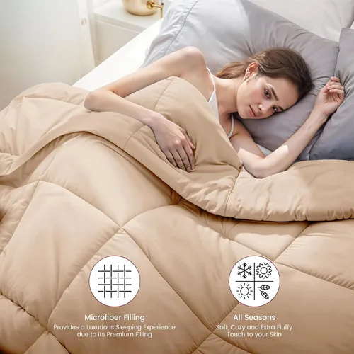 Miniatura 9 de LUX Décor - Edredón Queen de 88 x 88 pulgadas, relleno de edredón alternativo ultrasuave con pestañas de esquina y costuras de caja, ropa de cama