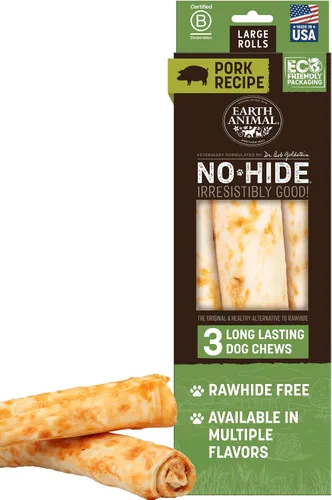 Miniatura 17 de Earth Animal No Hide Chews - Rollos masticables para perros grandes sin cuero crudo de larga duración, pollo - 2