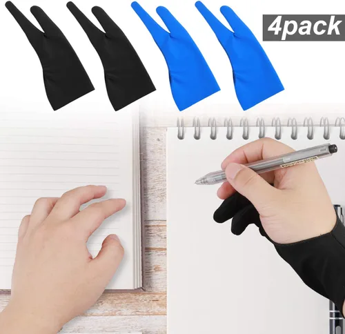 Miniatura 7 de Guantes para tableta de dibujo de artista, guantes de pintura con gráficos de dos dedos, tamaño libre, creativo tanto para mano derecha como