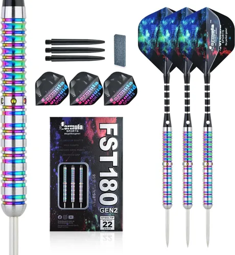 Miniatura 9 de Formula Sports Juego de dardos de punta de acero al 90% tungsteno, juego de puntas de metal profesionales disponibles en 0.74 oz/0.78 oz/0.81 Azul