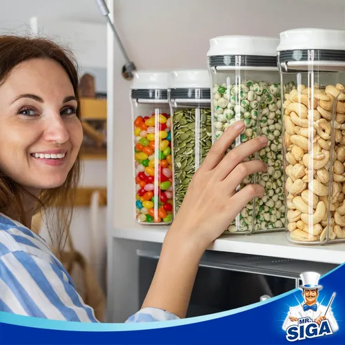 Miniatura 4 de MR.SIGA Juego de dispensadores de cereales herméticos, contenedores de almacenamiento para productos secos, nueces, frijoles, aperitivos, sin BPA