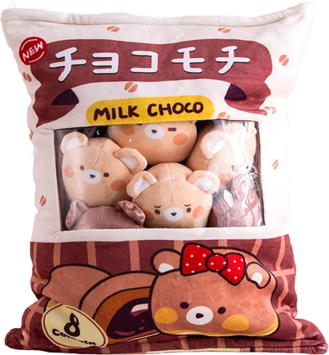 Nenalayo Linda Bolsa de Juguete de Peluche de Oso de Chocolate, Cojín Decorativo Suave, Juguetes de Animales de Peluche, Regalos Creativos,