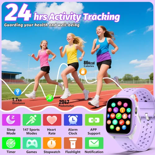 Miniatura 2 de Reloj para Niños con 140 Modos Deportivos, Rastreador de Fitness para Niños de 1.5", Reloj Inteligente para Niñas, No Requiere APPTeléfono, Monitor