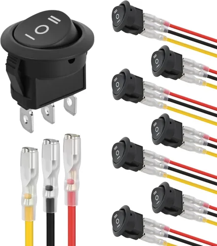 Miniatura 11 de Nilight Interruptor de botón de 0.472 in, 5 unidades con arnés precableado de acero inoxidable de 12 V 24 V, bloqueo automático, interruptores 5