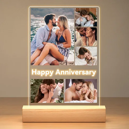 Marcos de fotos personalizados con foto, marco de fotos personalizado con luz nocturna, marco de fotos personalizado, regalos de aniversario Estilo
