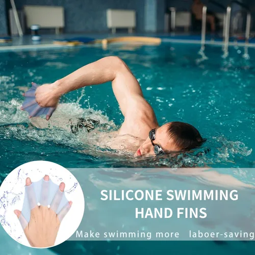 Miniatura 4 de 2 pares de guantes de natación de silicona aletas de natación aletas de engranaje palmeadas a mano palmera dedo rana tipo palmeada entrenamiento