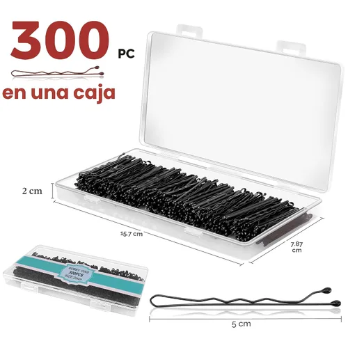 Miniatura 2 de 300 horquillas negras, horquillas para el cabello para mujeres, niñas y niños, pinzas para el cabello de ondas invisibles a granel con caja de Negro
