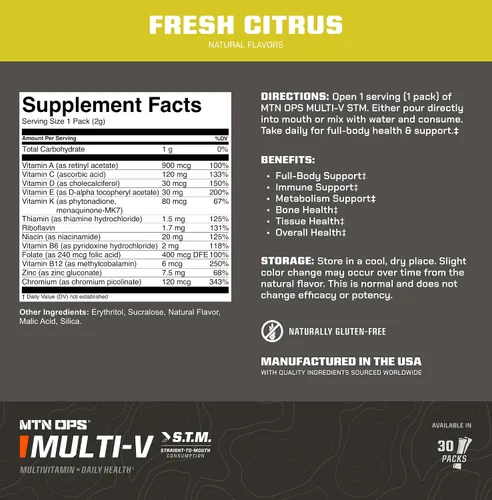 Miniatura 11 de MTN OPS Multi-V, multivitamínico diario para mujeres y hombres con apoyo inmunológico, seguro para niños, paquetes STM sin gluten, variedad