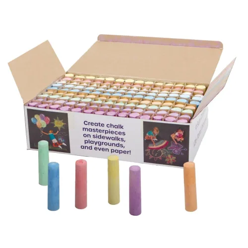 S&S Worldwide Caja gigante de tizas jumbo para acera, 126 piezas, 9 colores, juego a granel de tiza de colores para exteriores para niños y niños