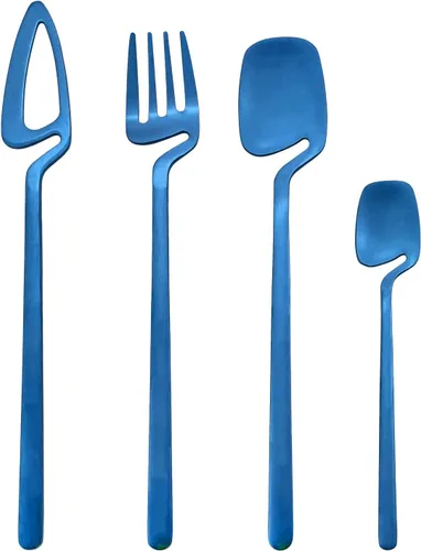 Miniatura 16 de Juego de cubiertos dorados mate, 20 piezas de cubiertos de acero inoxidable 304 colgantes para 4, juego de utensilios de cocina con acabado Oro