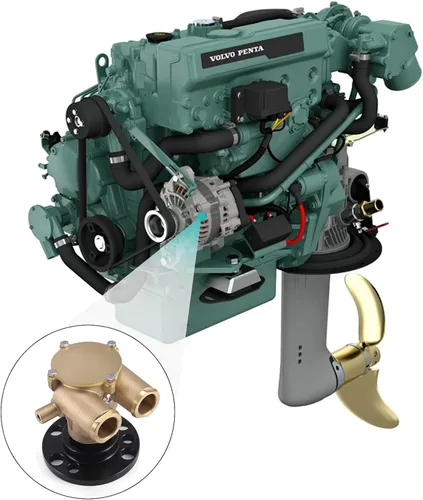 Miniatura 6 de Bomba de agua montada cigüeñal 857451 856513 841640 F6B-9 para 1979-1993 Volvo Penta OMC V8 Johnson 10-24930-01 10248051 102494601 Marine Sherwood
