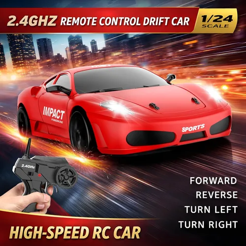 Miniatura 2 de Auto de control remoto RC Drift Car 2.4GHz escala 1:24 4WD 15KM/H Modelo de vehículo de alta velocidad con luces LED Drifting Tire Racing Sport Toy